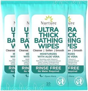 Nurture XL Ultra Thick Body Wipes for Adults w/Aloe | 40 Extra Large Disposable Cloth Wet Cleansing No Rinse Bathing Washcloths, Waterless Shower | Bath Wipe for Women, Men & Elderly