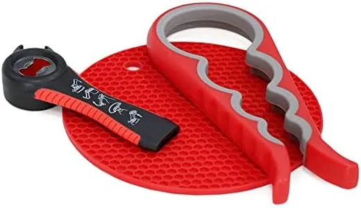 HealthSmart 3-Piece Universal Jar Opener Bundle, 4-in-1 Jar Opener, Silicone Non-Slip Pad, 5-in-1 Bottle/Can Opener, FSA & HSA Eligible, Perfect for Elderly, Arthritis, Limited Strength