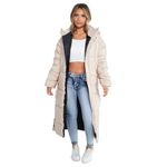 janisramone Womens Hooded Maxi Longline Coat Ladies Puffer Padded Bodywarmer Ladies Long Sleeve Winter Quilted Jacket Outwear