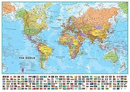 Maps International - World Map with Flags - Laminated - 84.1cm (w) x 59.4cm (h)