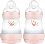 MAM Easy Start Self Sterilising Anti-Colic Baby Bottle 2 Pack (2 x160 ml) MAM Baby Bottles with Slow Flow MAM Teats Size 1, Newborn Essentials, Pink or Purple (Designs May Vary)