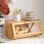 AMBIRD Bamboo Bread Box keep The Bread Fresh For Kitchen Counter-Large Capacity Wooden Bread Storage Container Farmhouse Bread Box with Window Bread Holder