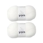 Korbond Baby Yarn - White - 2 x 100g Acrylic Wool - Lightweight, Hypoallergenic & Durable Double Knit Crochet Yarn Knitting Wool