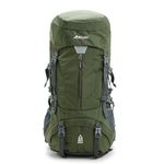 Boldfit Rucksack Bag 60 litres Trekking Bag Travel Backpack for Men & Women Rucksack Bags for Men with Laptop Sleeve & Waterproof Rain Cover for Camping Tourist Bag with Shoe Compartment (Army Green)