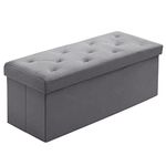 BRIAN & DANY Folding Storage Ottoman Bench, Velvet Large Ottoman Storage Box for Living Room and Bedroom 110 x 40 x 40 cm - Gray