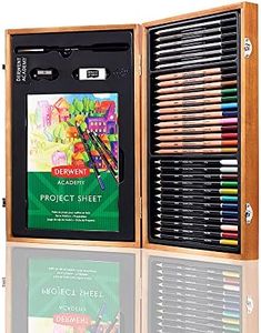 Derwent Academy Wooden Gift Box,Complete 35 Piece Art Set with Colouring Pencils,Pastels & Accessories, Ideal Collection for Drawing, Sketching & Crafts, Premium Hobbyist Quality Kit, 2300147