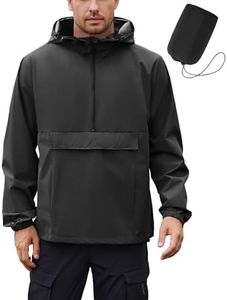 COOFANDY Rain Coat for Men Waterproof Lightweight Rain Jacket Packable Golf Rain Gear, Black, X-Large