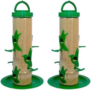 Skybeings Plastic Large Bird Feeder | 6 Feed Nozzles | 30cm Height | 900gram Bird Food Capacity | Hanging Bird-Feeder for Balcony | Bird Food Feeder | Garden Outdoor Hanging | 2 psc Green