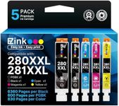 E-Z Ink Compatible Ink Cartridge Replacement for Canon PGI-280XXL CLI-281XXL 280 XXL 281 XXL Compatible with TR8620a TR8620 TS702a TS9520 TS9521C TR8520 TS6220 TS6320 TS8220 (5 Pack)