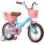 Glerc SASHA 12 Inch Kids Bike for Age 2 3 4 Years Old Little Girls Toddlers Retro Vintage Style Children Bicycles with Doll Bike Seat & Stabilisers Blue