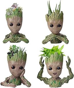 Diligencer Baby Groot Flowerpot Tree Man Planter Flower Pot with Drainage Hole Pencil Pen Holder, Office Party Ornament Christmas Birthday Gift Planter 6