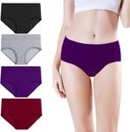 DIVING DEEP Women's Cotton Underwear, Mid Waist Full Coverage Underpants, Post Partum Briefs Panties for Women Multipack-4 (Multi-14) (2XL)