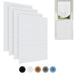 4 Pack Cordless Blackout Pleated Paper Shades Temporary Window Blinds Light Filtering Pleated Fabric Shade Room Darkening Shades for Living Room Bathroom Kitchen Office, Easy to Install and Cut