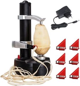 Éplucheur de Pommes de Terre Électrique, Éplucheur de Fruits et Légumes Automatique avec 6 Lames de Rechange, Adaptateur 6V Inclus