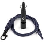 TDL Gun Dog Training Whistle with Lanyard - Dog Whistle with Loud, Solid Tone & Far Reaching Sound - Ideal High-Frequency Long-Distance Dog Recall Whistle for Most Breeds - Black with Navy Rope