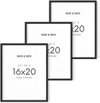 HAUS AND HUES 16"x20" Black Oak Wood Frames Set of 3-16x20 Picture Frames for Wall, 16x20 Black Picture Frames, Poster Frame 16x20 Frames for Wall, 16x20 Poster Frame Black Wood (Black Oak)