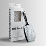 Luxury detangling hairbrush THE Brush for women,men or kids with curly straight short or long hair. Detangler with original patent, brosse a cheveux in gold and silver chrome. (White Silver)