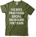 Silk Road Tees Mens Funny Introvert Tee Shirt Social Distancing Chamption T-Shirt - Green - XXL