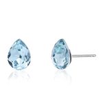 Teardrop Aquamarine Earrings 925 Sterling Silver Earrings Light Blue Water Drop Stud Earrings March Birthstone Earrings for Women Trendy