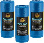 Dura-Gold 24" Wide x 177' Long Roll of Pure Blue Pre-Folded Making Film, 3 Pack - Overspray Paintable Plastic Protective Sheeting, Pull Down Drop Sheet, Auto Painting, Cover Cloth Home Walls Furniture