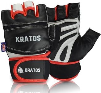 Kratos Weight Lifting Gloves Men & Women - Anti Slip Padded Gym Gloves with Wrist Support - Breathable & Durable Leather Workout Gloves for Exercise, Weight Training, Calisthenic & Crossfit Training