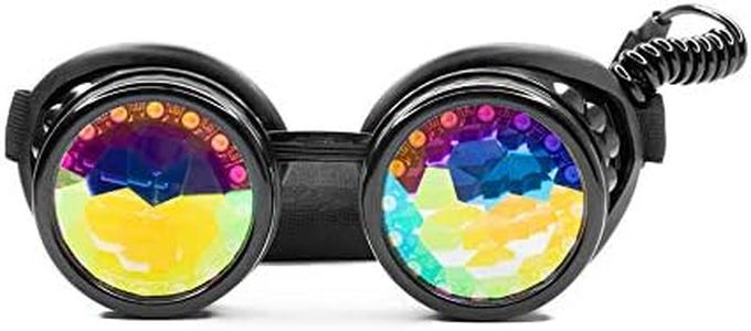 GloFX Pixel Pro Kaleidoscope Goggles [350+ Epic Modes] - Programmable Rechargeable Light Up EDM Festival Rave Party Sunglasses Glow LED Glasses