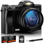 5K Digital Camera, WiFi Camera for Vlogging with 32G SD Card, 48MP Autofocus Cameras for Photography Travel Camera Point and Shoot Digital Cameras with UV Filter 16x Digital Zoom and 2 Batteries