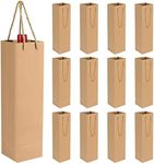 HRX Package Bottle Gift Bag, 12PCS Sturdy Kraft Paper Wine Gift Bag with Handle Wine Tote Bag for Christmas, Wedding, Party Favours(Brown)