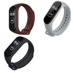 INEFABLE Mi Band 3 and 4 Straps Original for Mi Band M3 and M4 Wristband Strap Soft Silicone Adjustable Band Strap-Black-Grey-Wine-Pack of 3