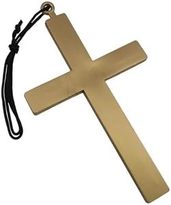 Nicky Bigs Novelties Large Plastic Gold Monk Cross - Priest Nun Cross Costume Accessories - Crucifix Necklace Costume Prop, 5 x 9 Inches