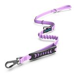 IOKHEIRA Bungee Dog Leads, Anti Pull Dog Leads with Car Seat Belt Buckle, Reflective Thread Dog Leads with Traffic Control Handle, Adjustable Dog Leash for Small Medium Large Dogs