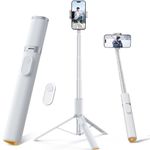 Weilisi 64" Phone Tripod,Tripod for iPhone & Selfie Stick Tripod with Remote, Upgraded iPhone Tripod Stand & Travel Tripod,Cell Phone Tripod Compatible with iPhone 14/15/12/Android(White)