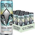 TENZING Natural Energy Drink, Plant Based, Vegan, & Gluten Free Drink, Lime & Mint, 250ml (Pack of 12)