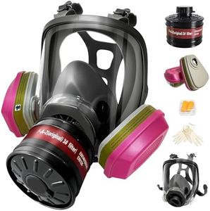 KOOVAGI Full Face Gas Masks Survival Nuclear and Chemical with 60926 & 40mm Activated Carbon Filter, Dust Mask Anti Fog Against Organic Vapor Against Gas Formaldehyde Chemical