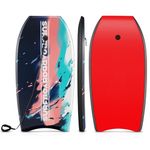 Goplus Boogie Boards for Beach, 41''/37''/33'' Lightweight Bodyboard with EPS Core, XPE Deck, HDPE Slick Bottom, Wrist Leash, Surfboard for Kids Adults Surfing (Black+Pink+Blue, 37-inch)