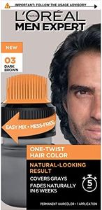 L’Oreal Paris Men Expert One Twist Mess Free Permanent Hair Color, Mens Hair Dye to Cover Grays, Easy Mix Ammonia Free Application, Dark Brown 03, 1 Application Kit