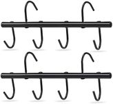 HDYEGY 2Pcs Tack Rack with Swivel Hooks,6 Hook Portable Bridle Hooks Tack Hangers for Stable Horse Tack Room Barn and Fence(Black)