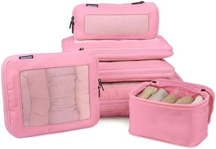 Aerotrunk Compression Packing Cubes for Travel - Luggage Organizer Bags - Double Zipper Packing Cubes for Suitcases (6-Pack, Pink)