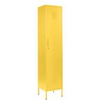 MMT Furniture Metal Locker Cabinet in Orange Yellow Blue White Grey, Lockable Cabinet Storage Cupboard Slim One Door Wardrobe Industrial Style Shoe Storage (Yellow - RAL 1017, 180cm)