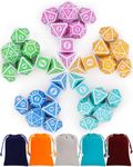 QMAY DND Dice, 5 x 7 Set (35 Pieces) Vintage Engraving Series, Polyhedral Dice Set, for Dungeon and Dragons MTG Table Games, RPG, DND, D4, D6, D8, D10, D%, D12, D20