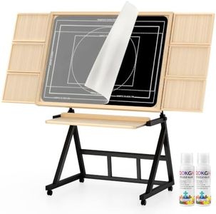 QDKGH Wooden Jigsaw Puzzle Table with Moving Caster for 1500 Piece Puzzles, Puzzle Board with Drawers, Felt Surface, Adjustable Height & Tilt, Christmas & Birthday Gift for Seniors & Puzzle Lovers