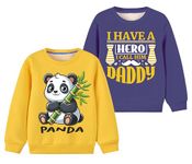 TeeWee Boys and Girls Premium Cotton Sweatshirt | Printed Sweatshirts| Girls Sweatshirts|Boys Sweatshirts| Trendy |Winter wear|Sweatshirt for Boys|Sweatshirt for Girls_Dark Blue,Yellow_3-4 Years