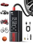 Lamicall Portable Car Tire Inflator - Air Compressor [150 PSI] [4X Faster] Cordless Car Air Pump Rechargeable, Pressure Gauge Display, LED Light, for Cars, Motorcycles, Bike, Ball, Wheels, Mom Gift