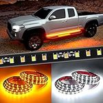 Nilight Truck Running Board Lights 2PCS 60 Inch LED Side Maker White Courtesy Light & Sequential Amber Turn Signal Lighting Strips Kit for Trucks Pickup SUV