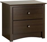 Prepac Sonoma Traditional Nightstand Side Table with 2 Drawers, Functional 2-Drawer Bedside Table 16" D x 23.25" W x 21.75" H, Espresso, EDC-2422