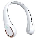 FrSara Neck Fan, Portable Personal Fan Strong Wind, 5200mAh, Air Volume,360° Cooling, No Hair Twisting, Air Volume On 2 Sides, Non-Slip, Quick Charge, Long Use Time, Gift for Father, Dad, Women (snow)