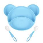 Vicloon Baby Suction Plate, Toddler Baby Feeding Plate, Non-Slip Silicone Baby Divided Placemat for Self Feeding Training, Dishwasher & Microwave Safe