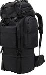 TianYaOutDoor 65L Tactical Backpack with Internal Frame and Rain Cover Waterproof Rucksack for Camping Hiking Travel Outdoor, Black, X-Large, Rucksack Backpacks