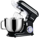 Aucma Stand Mixer,8.5QT 900W Tilt-Head, Large Capacity Kitchen Electric Mixer with Dough Hook, Wire Whip & Beater (Black, 8.5QT)