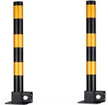 2 x Steel Removable Folding CAR Security Parking Driveway Vehicle Post Bollards Includes Locks and Bolts – Anti Theft Security Post Bollard Parking Barrier (Pole Shape)